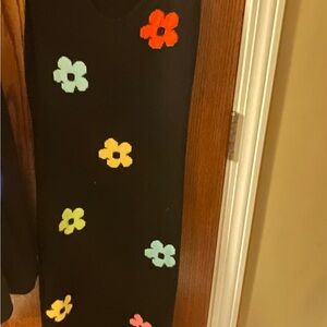 Cider Black Maxi Dress with Colorful Floral Accents